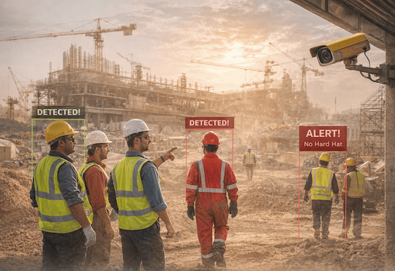 AI powered PPE compliance at construction site