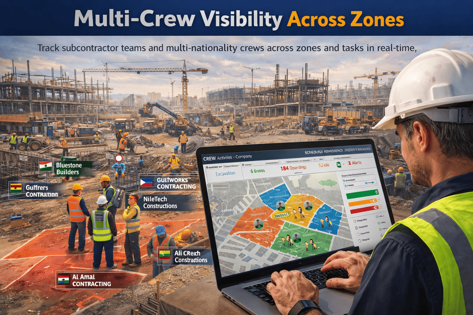 Construction site control room overview