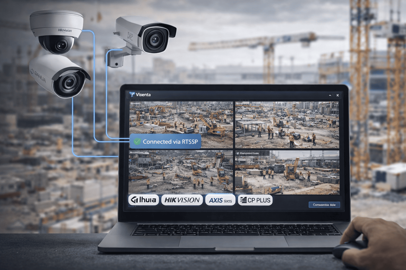 Construction site surveillance integration display