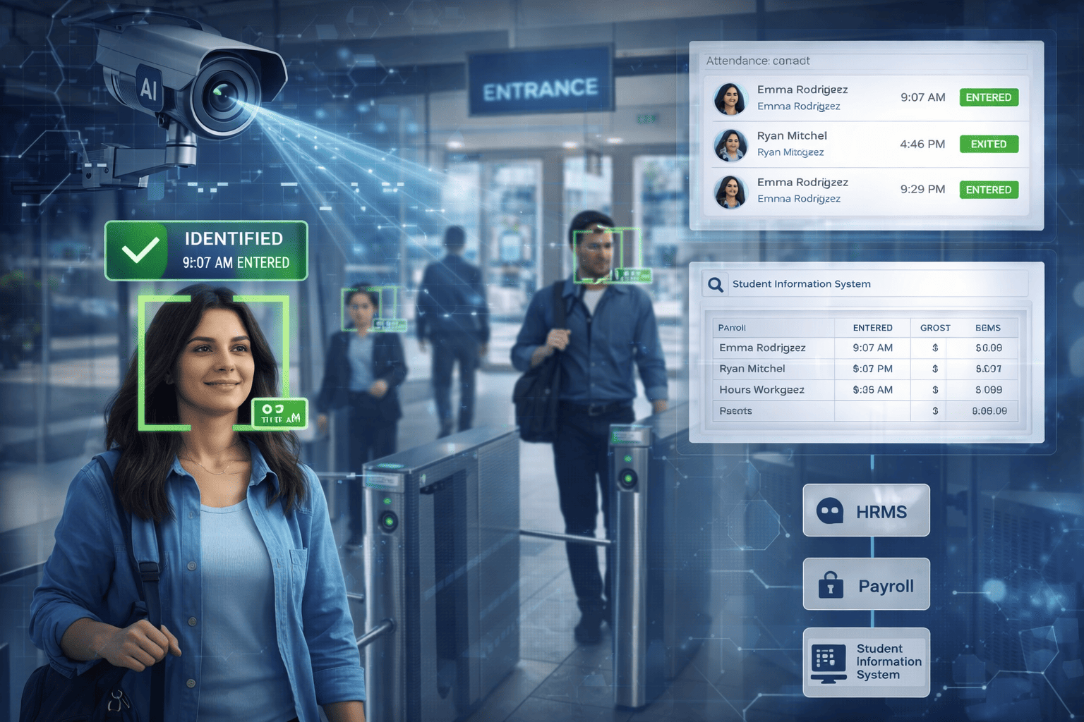 Facial recognition in modern workplace entrance