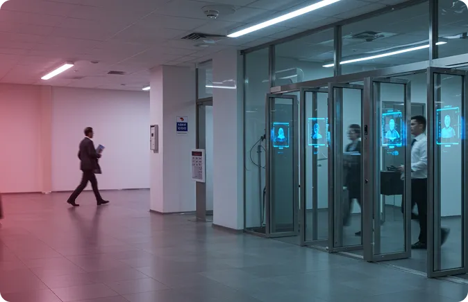 Contactless facial recognition time clock at gate