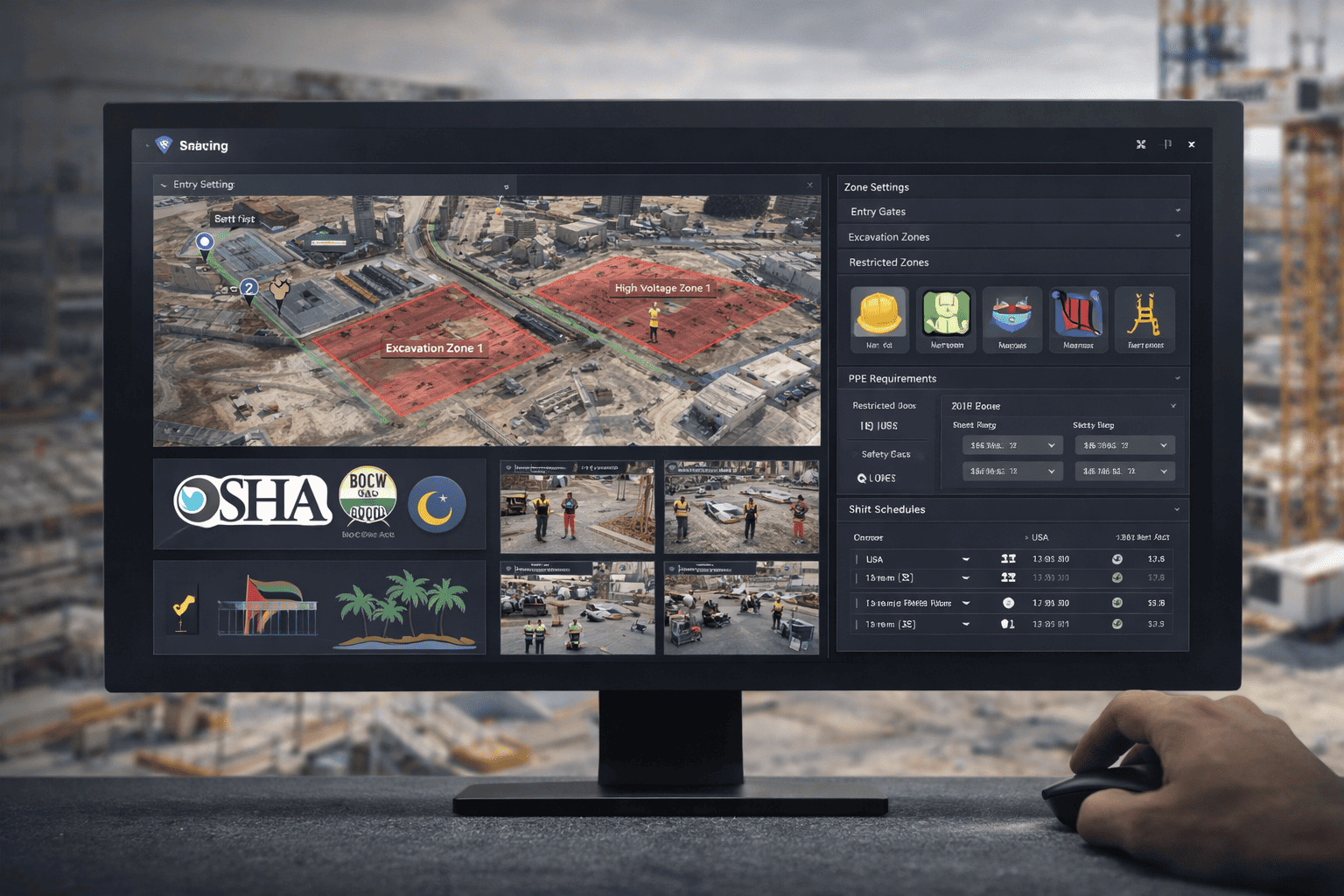 Site safety dashboard with compliance zones